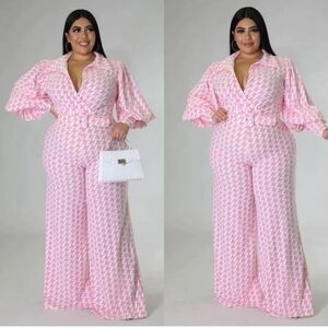 Goodtimeusa Houndstooth Print Curvy And Chic Lavender Jumpsuit, Size 2X